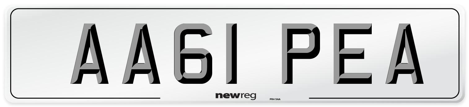AA61 PEA Number Plate from New Reg